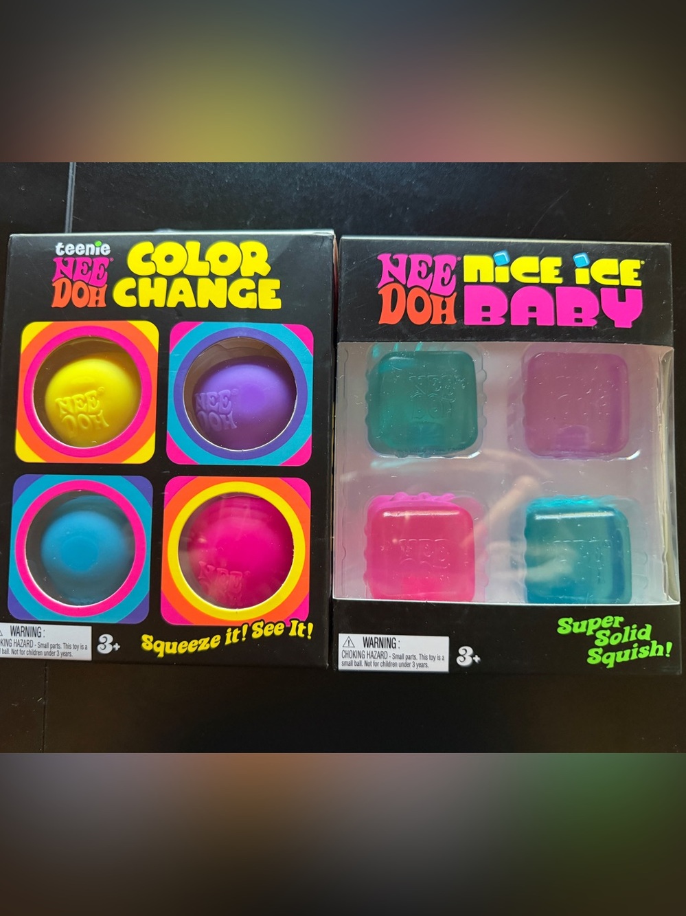 2 New NeeDoh 4pks teenie Color Change Ball & Nice Ice Baby Squishy Fidget Toy